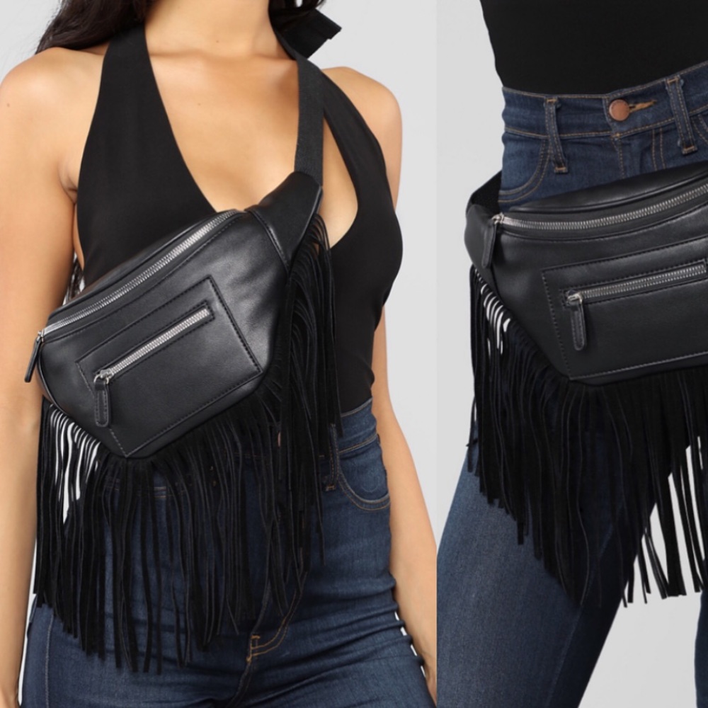 Fringed Fanny Pack Black